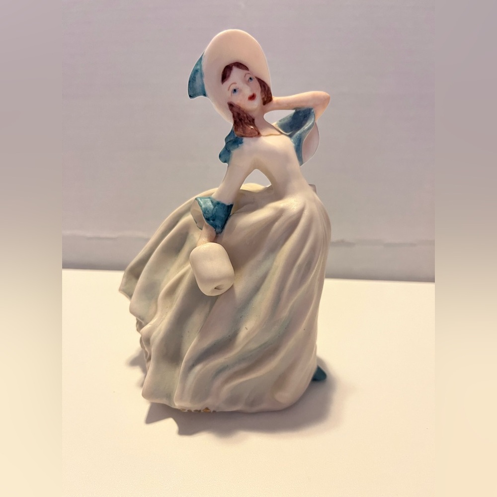 Vintage Lady Figurine in White and Blue